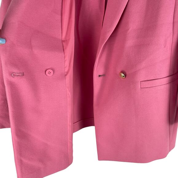 Talbots Double Knit Long Blazer Jacket Double Breasted Pink Size 14W - Picture 7 of 11